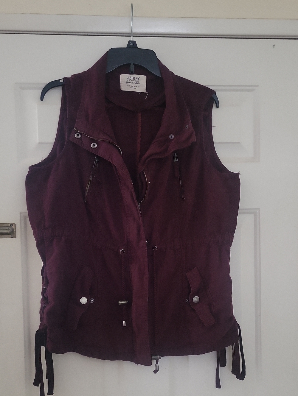 Ashley By 26 International Deep Burgundy Drawcord Utility Vest